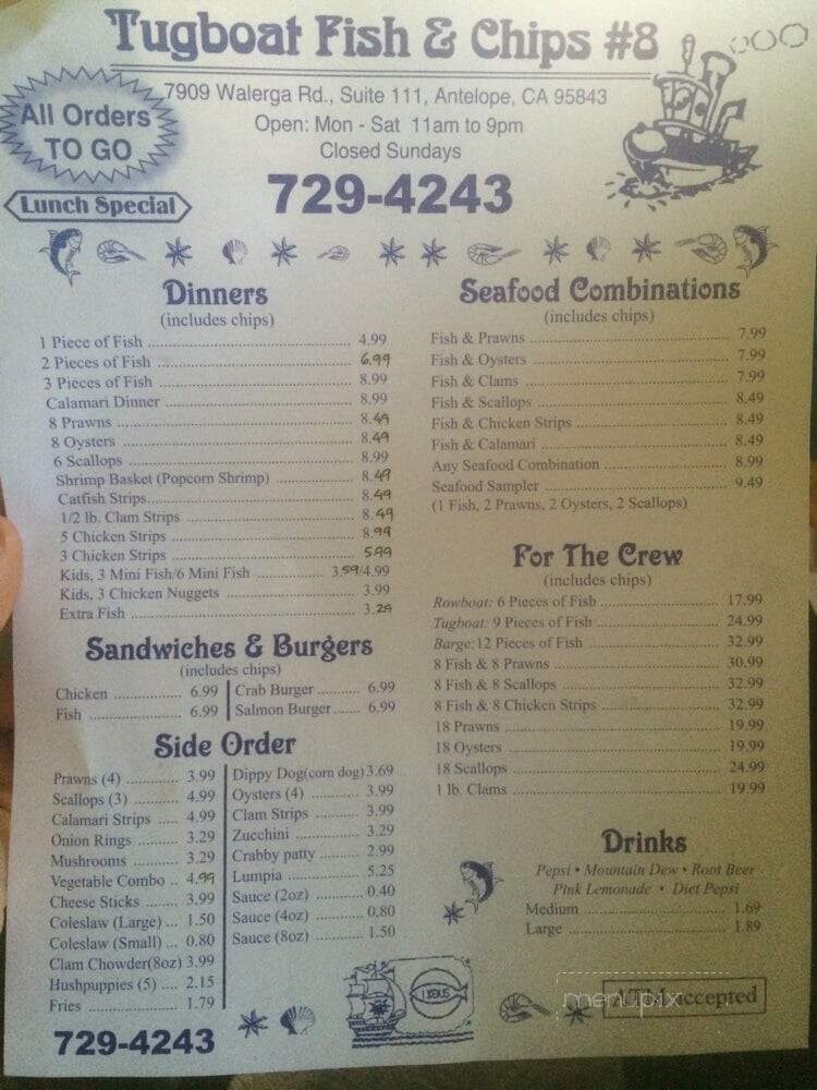 Tugboat Fish & Chips - Antelope, CA menu_pic