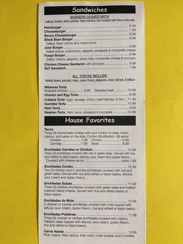La Hermosa - Chaska, MN menu_pic