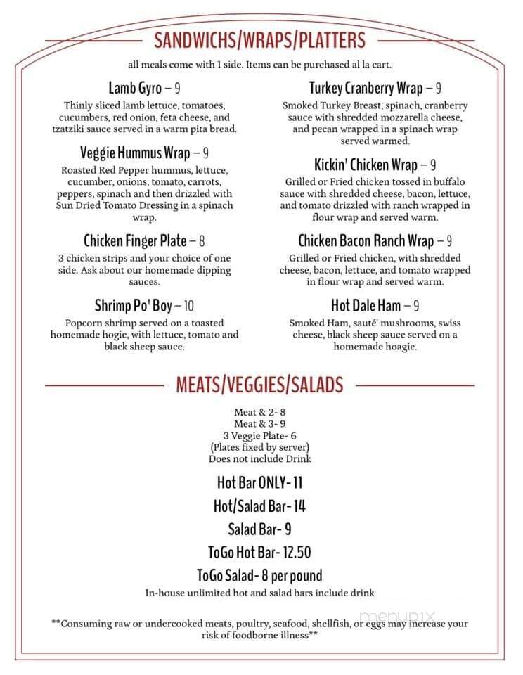Black Sheep Diner - Auburn, KY menu_pic