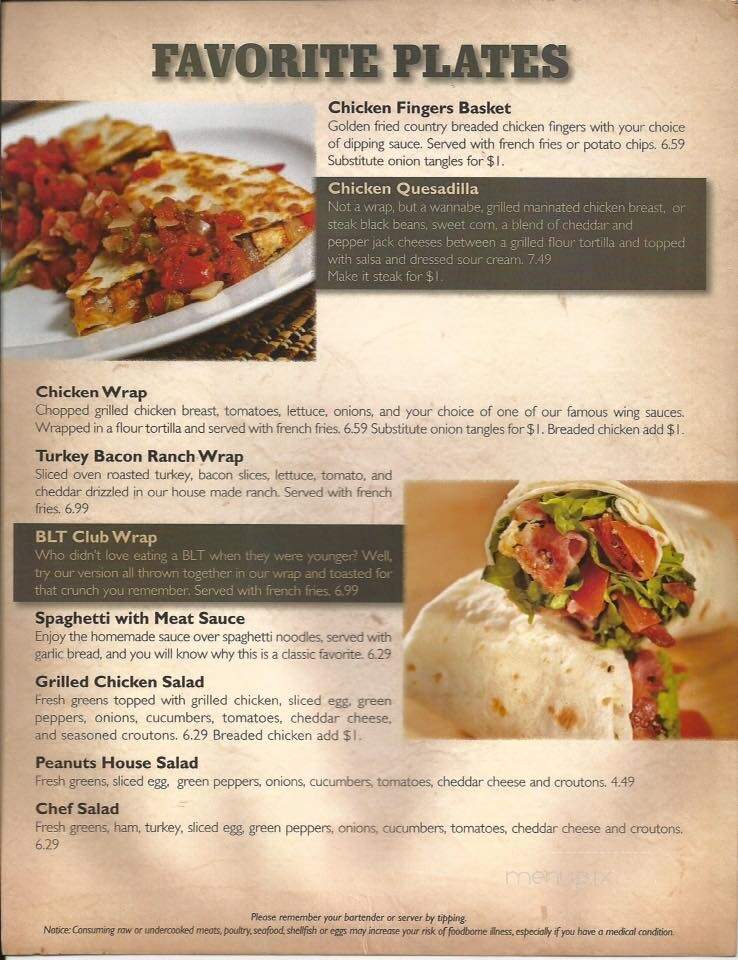 Peanut Food & Spirits - Fort Wayne, IN menu_pic