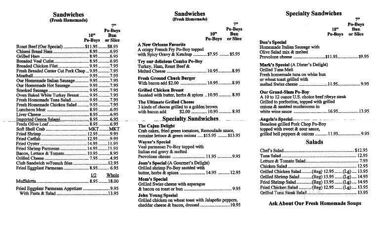 Radosta's Restaurant & Deli - Metairie, LA menu_pic