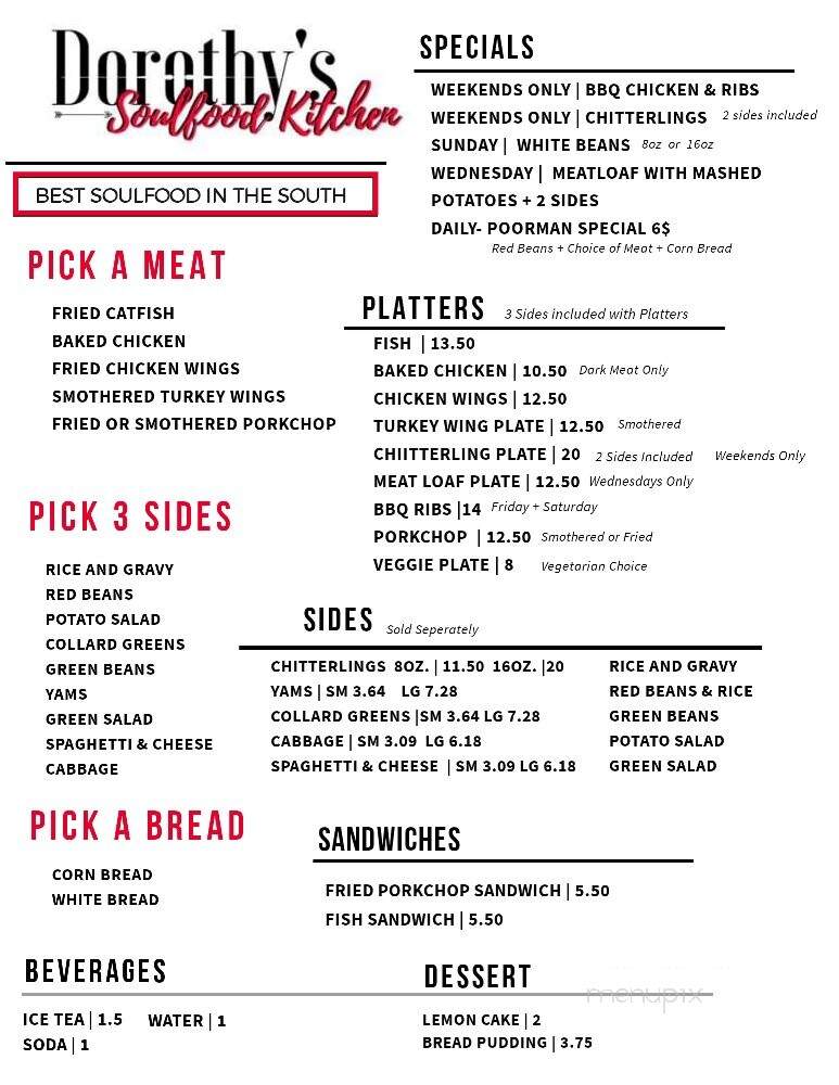 Dorothy's Soul Food Kitchen - Baton Rouge, LA menu_pic