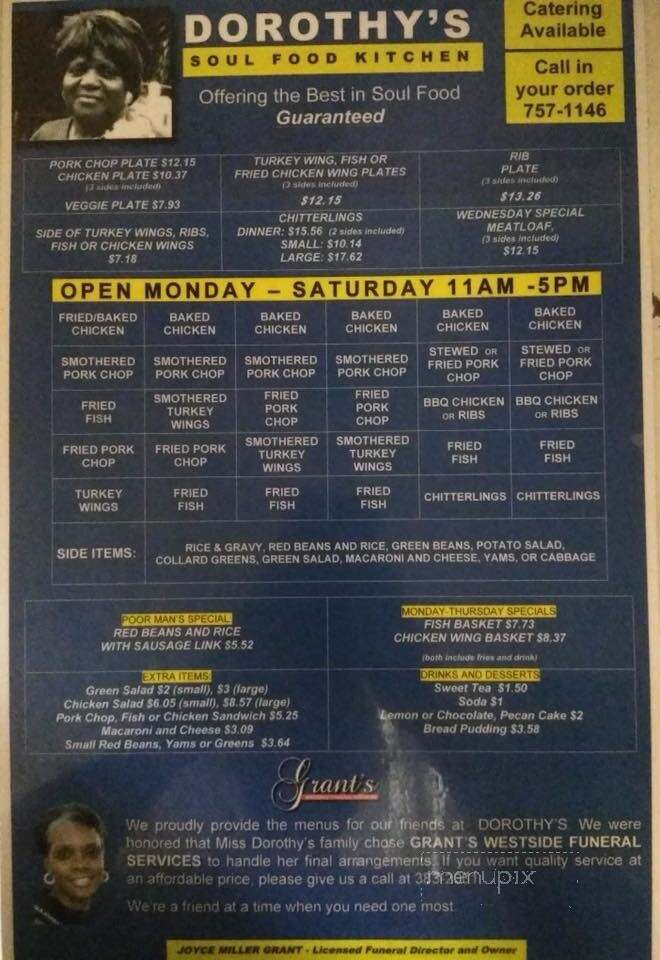 Dorothy's Soul Food Kitchen - Baton Rouge, LA menu_pic