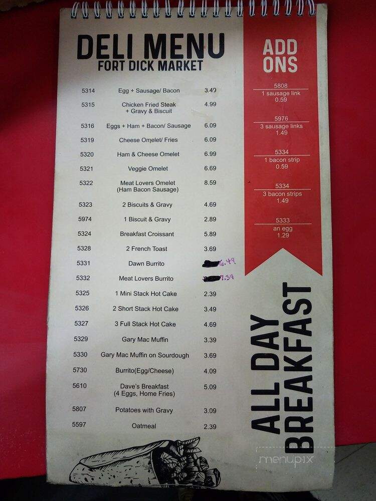 Fort Dick Market & Deli - Crescent City, CA menu_pic