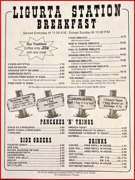 Ligurta Station Restaurant - Wellton, AZ menu_pic