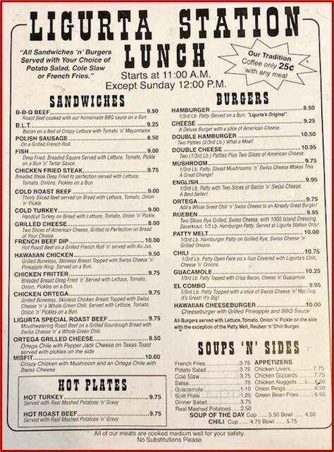 Ligurta Station Restaurant - Wellton, AZ menu_pic