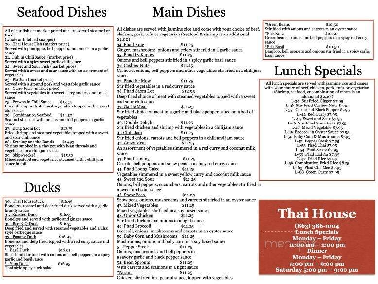 Thai House - Sebring, FL menu_pic