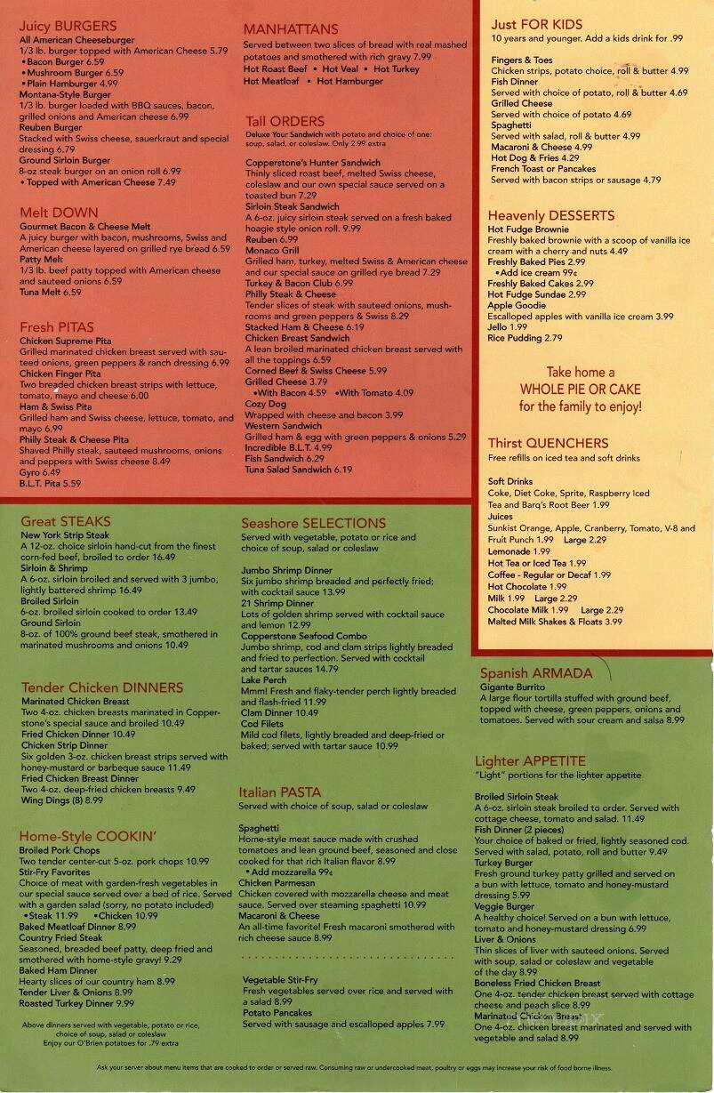 Copperstone Of Waterford - Waterford, MI menu_pic