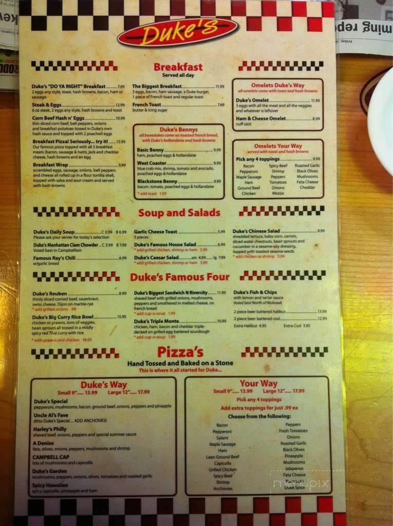Duke's Dockside Grill - Campbell River, BC menu_pic
