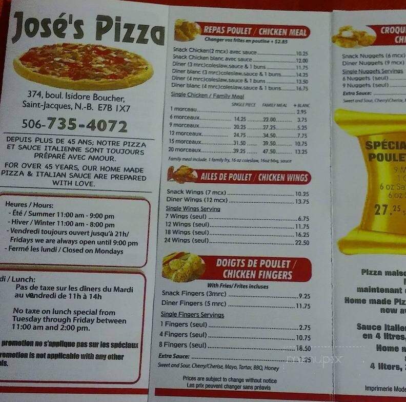 Josee Pizza - Saint Jacques, NB
