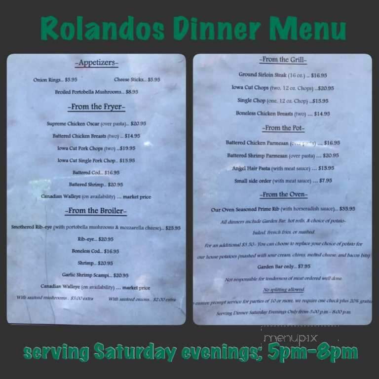 Rolando's Supper Club - Hennepin, IL menu_pic