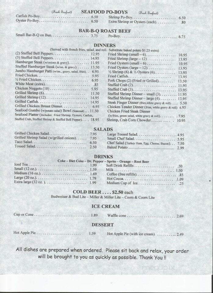 Mickey's Drive Inn - Kaplan, LA menu_pic