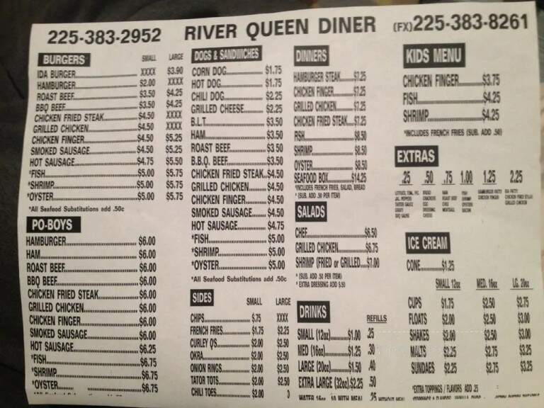 River Queen Drive Inn - Port Allen, LA menu_pic