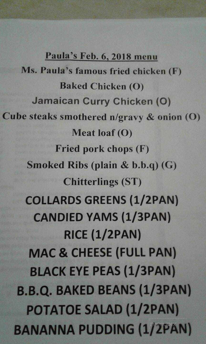Paula's Fried Chicken - Dublin, GA menu_pic