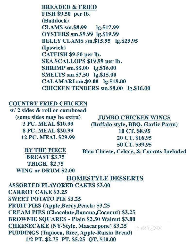 Ankers Fish Fry - Schenectady, NY menu_pic