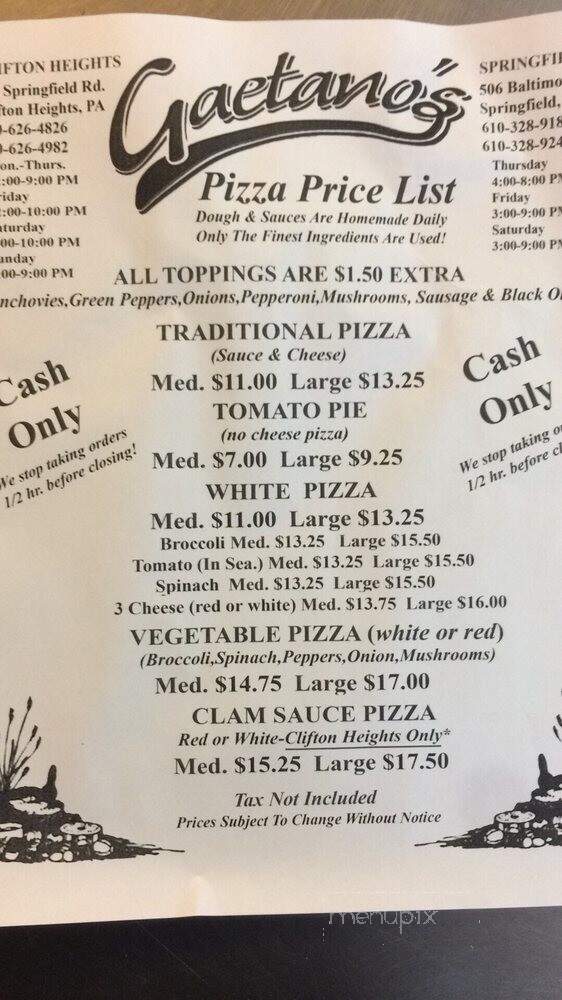 Gaetano's Pizzeria - Clifton Heights, PA