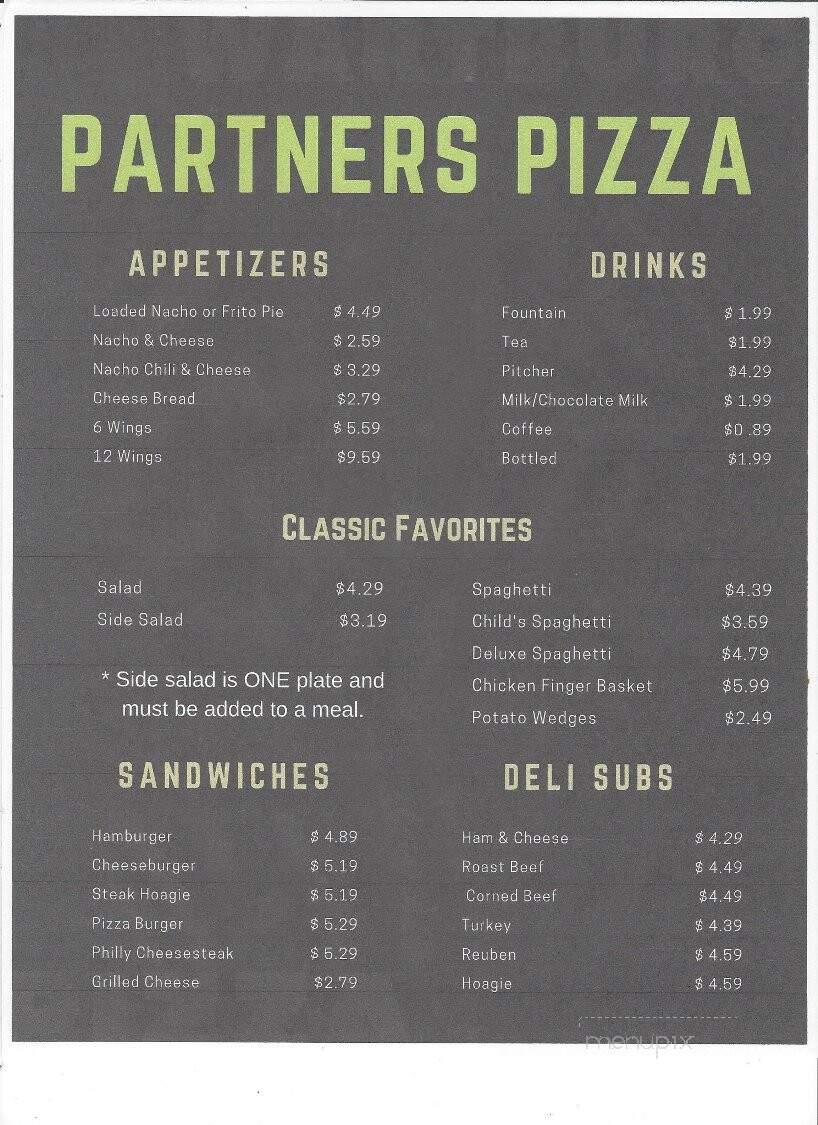 Partner's Pizza - Wartburg, TN menu_pic