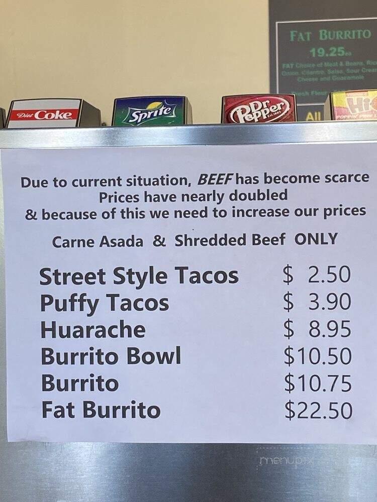 Online Menu of Fat Burrito, Rancho Cucamonga, CA