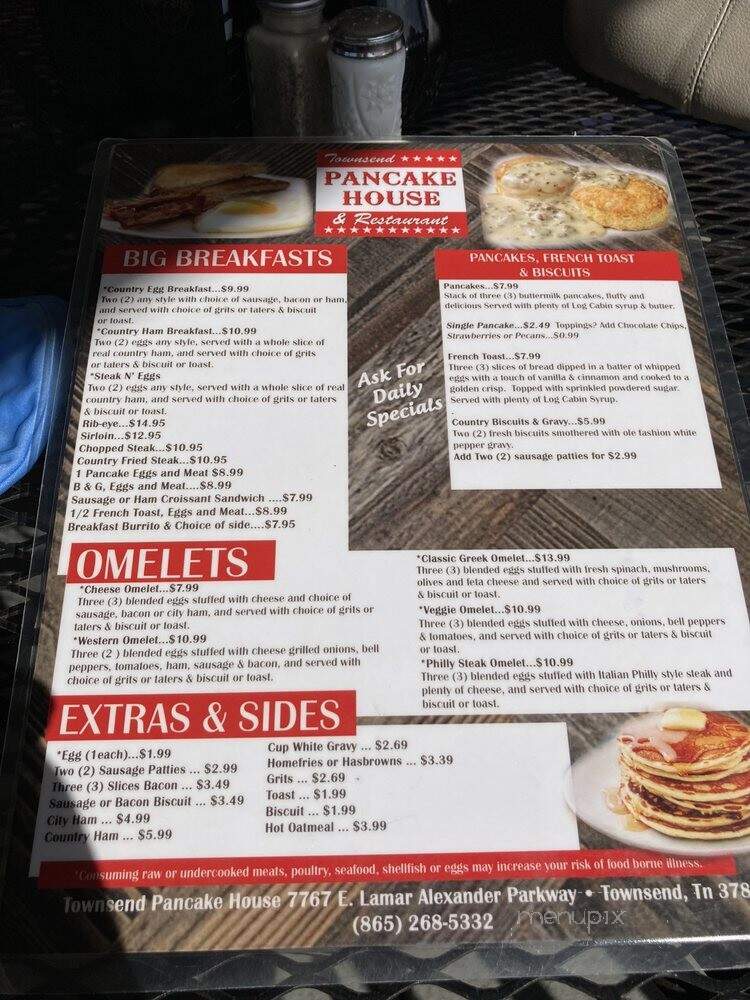 Townsend Pancake House - Townsend, TN menu_pic