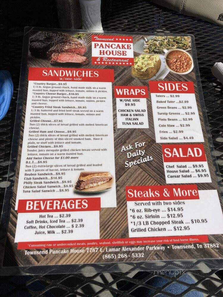 Townsend Pancake House - Townsend, TN menu_pic