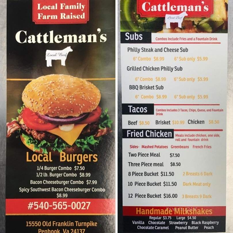 Cattlemans To Go - Penhook, VA menu_pic