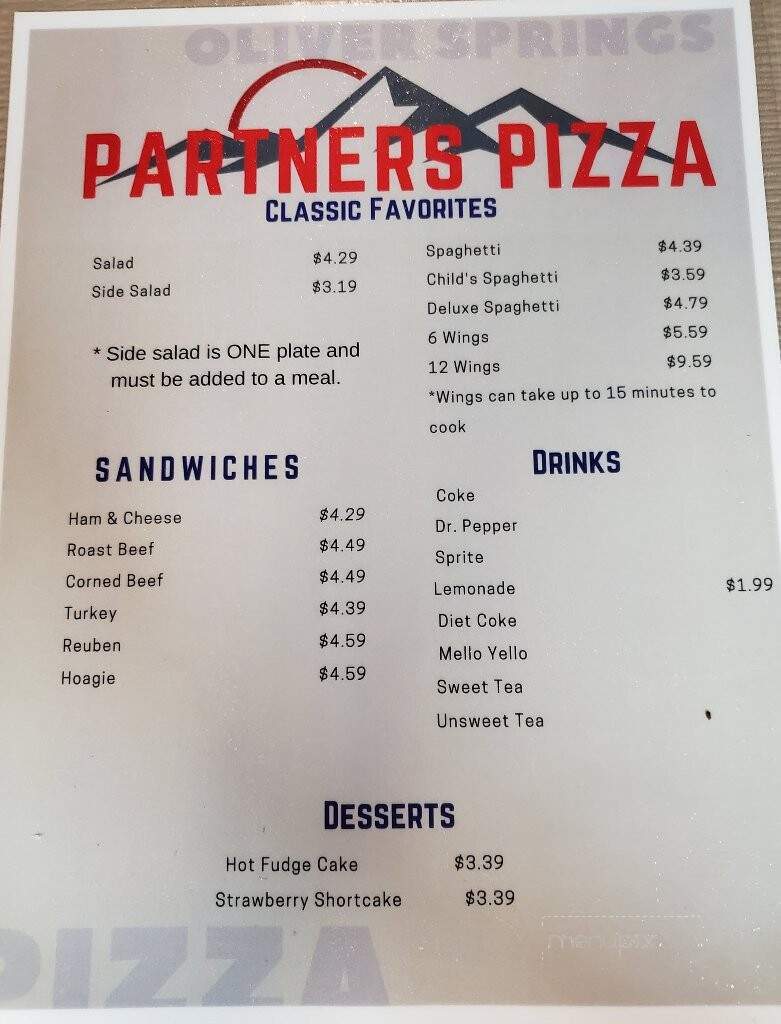 Partner Pizza - Oliver Springs, TN menu_pic