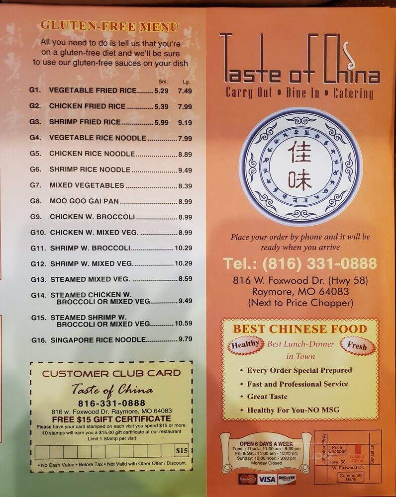 Taste of China - Raymore, MO menu_pic