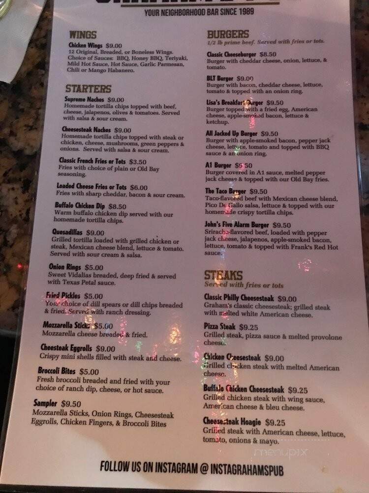 Graham's Pub - Philadelphia, PA menu_pic