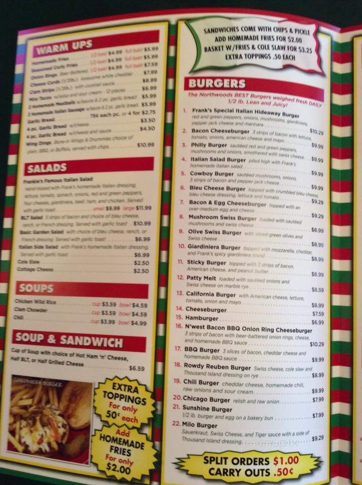 Marie's Hideaway - Stone Lake, WI menu_pic