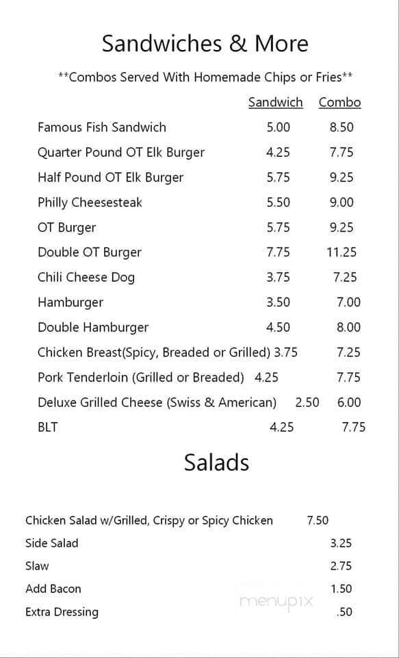 Odon Tavern - Odon, IN menu_pic