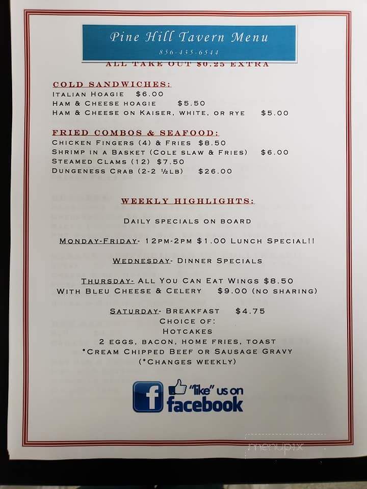 Pine Hill Tavern - Pine Hill, NJ menu_pic