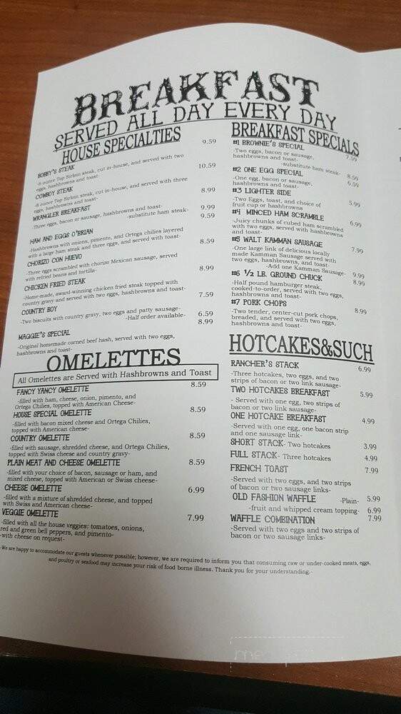 Brownie's Restaurant - Yuma, AZ menu_pic