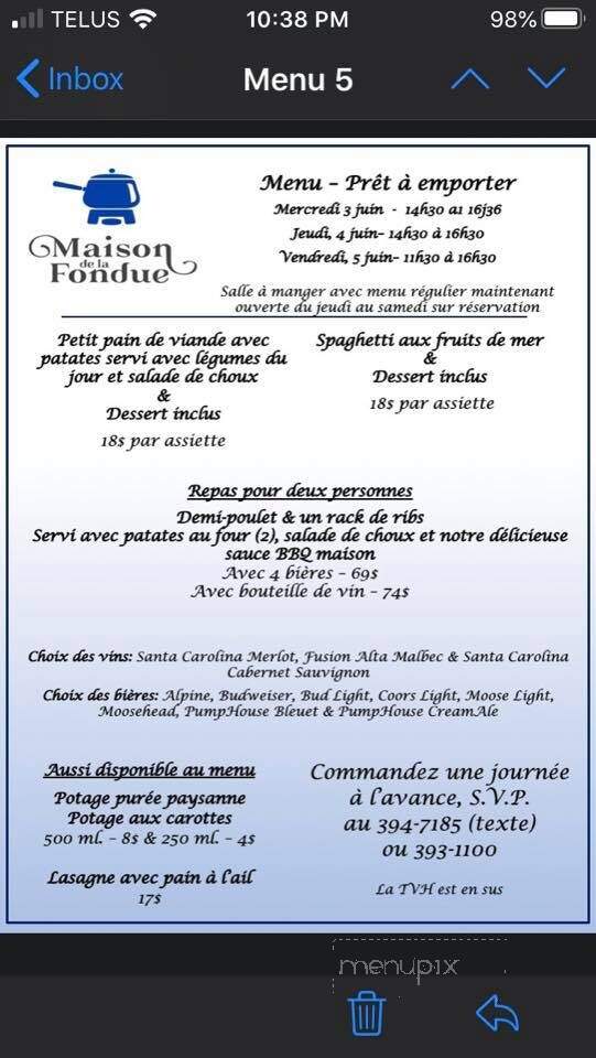 Maison de la Fondue - Tracadie-Sheila, NB menu_pic
