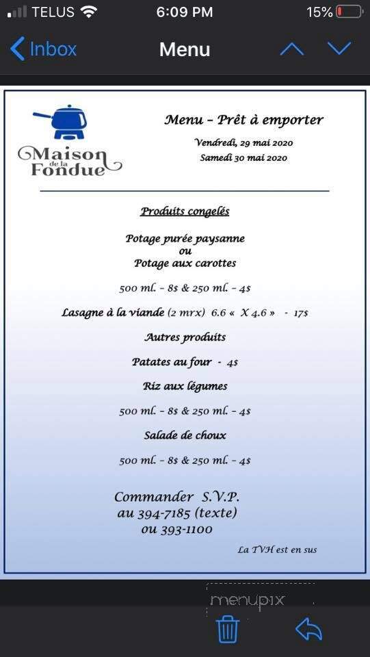 Maison de la Fondue - Tracadie-Sheila, NB menu_pic