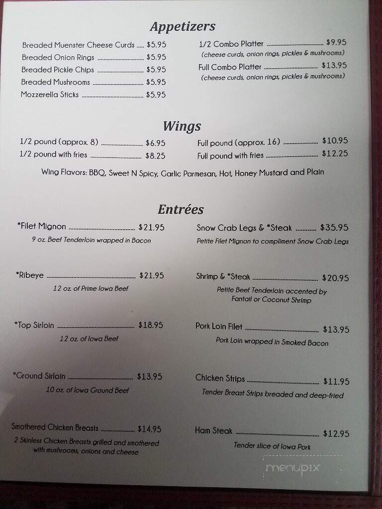 White House Supper Club-Lounge - Saint Lucas, IA menu_pic