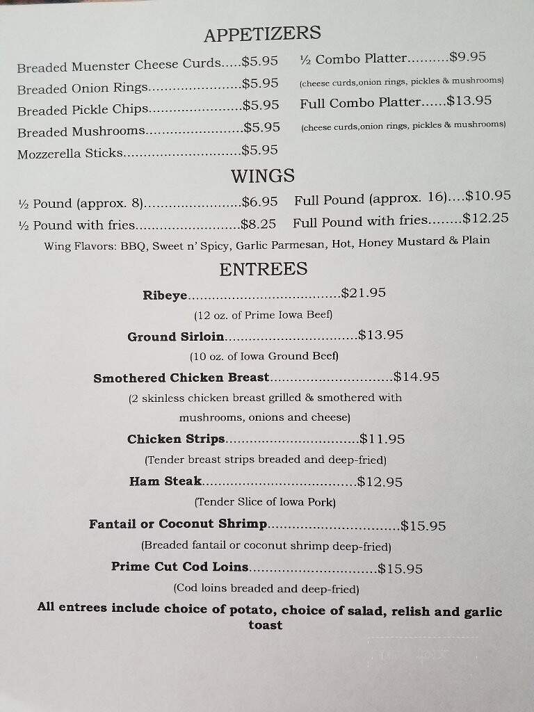White House Supper Club-Lounge - Saint Lucas, IA menu_pic