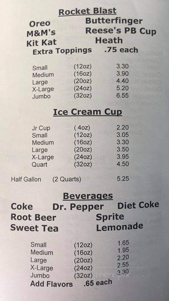 Rocket Drive Inn - Jennings, LA menu_pic