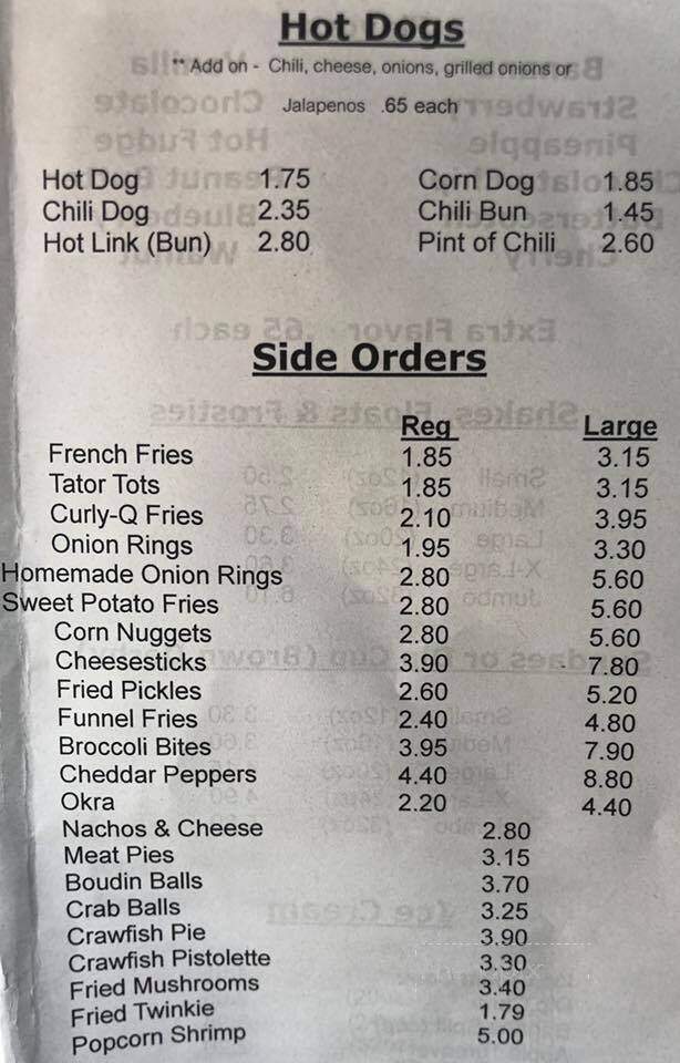 Rocket Drive Inn - Jennings, LA menu_pic
