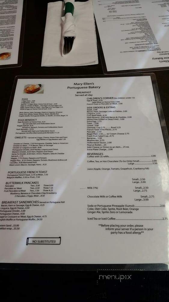 Mary Ellen's Portuguese Bakery - Falmouth, MA menu_pic