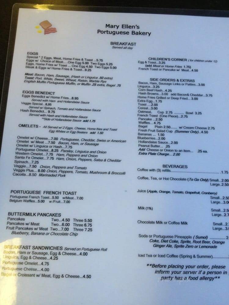 Mary Ellen's Portuguese Bakery - Falmouth, MA menu_pic