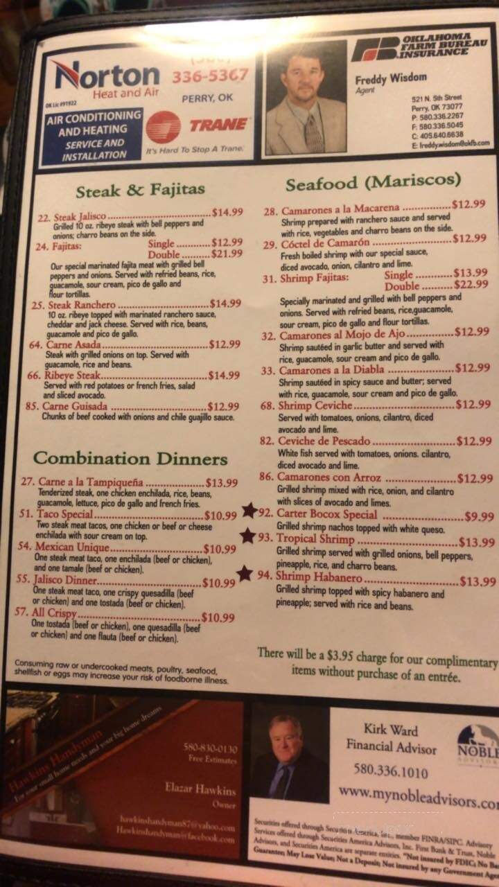 Macarena - Perry, OK menu_pic
