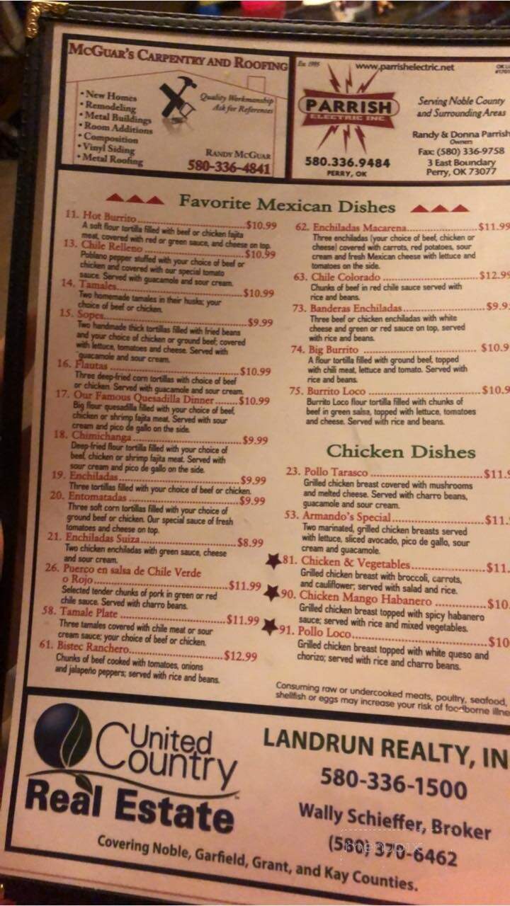 Macarena - Perry, OK menu_pic