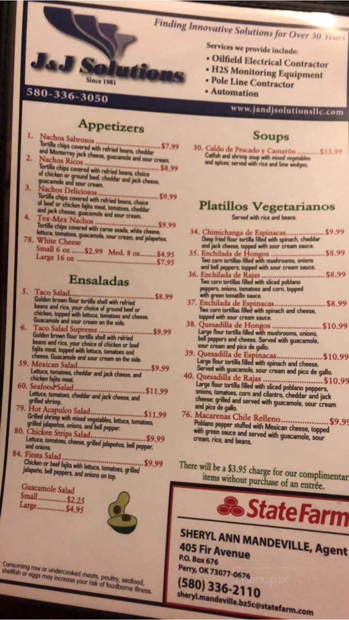 Macarena - Perry, OK menu_pic