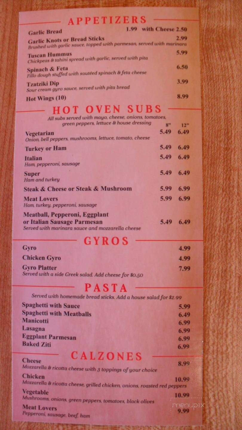 Ala Mario's Pizza - Conway, SC menu_pic