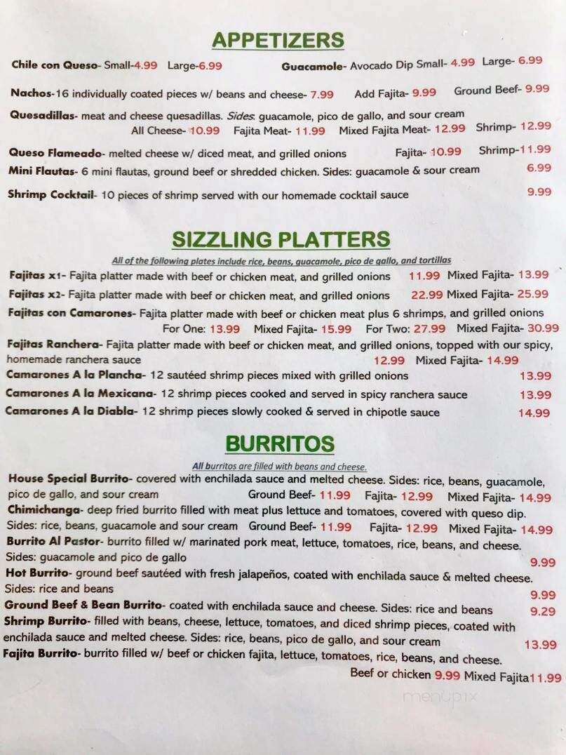 Anthonys Mexican Restaurant - Bacliff, TX menu_pic