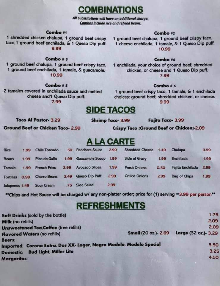 Anthonys Mexican Restaurant - Bacliff, TX menu_pic