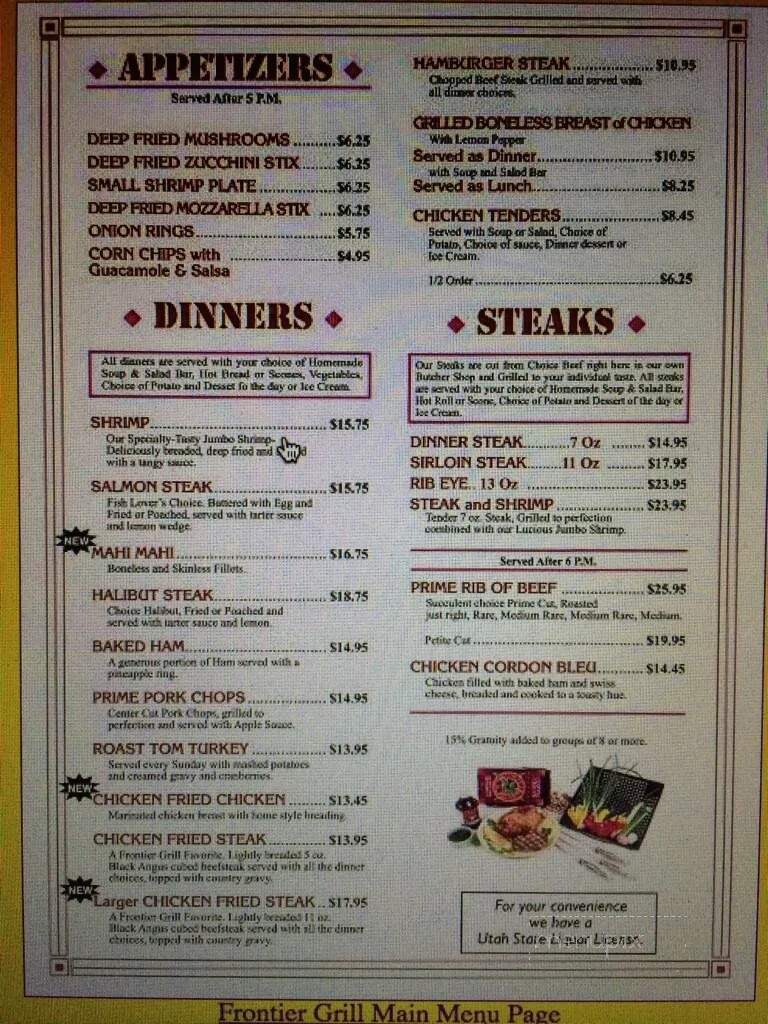 Frontier Grill - Roosevelt, UT menu_pic