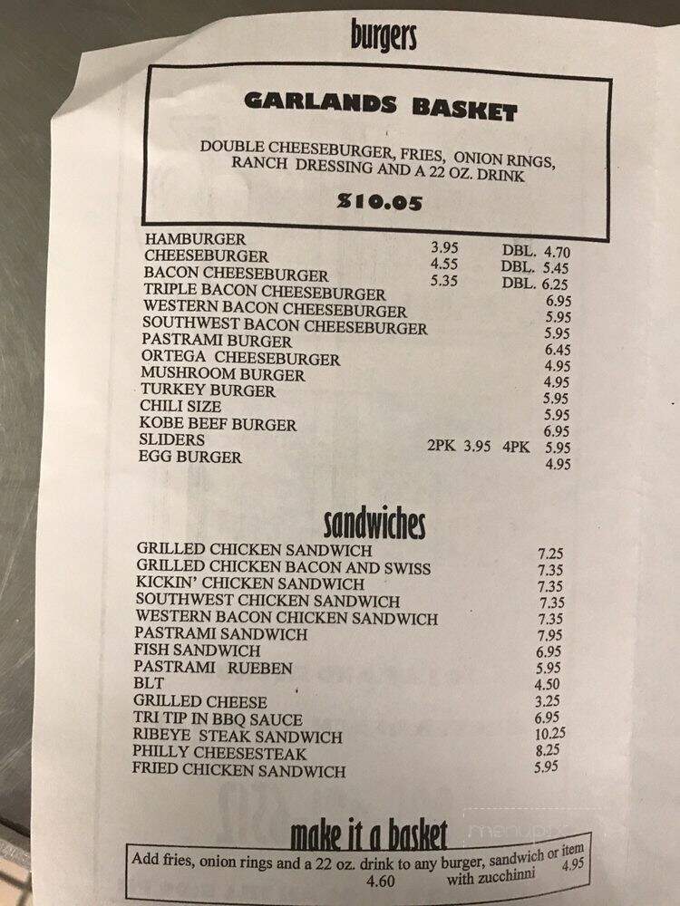 Garlands Hamburgers - Grover Beach, CA menu_pic