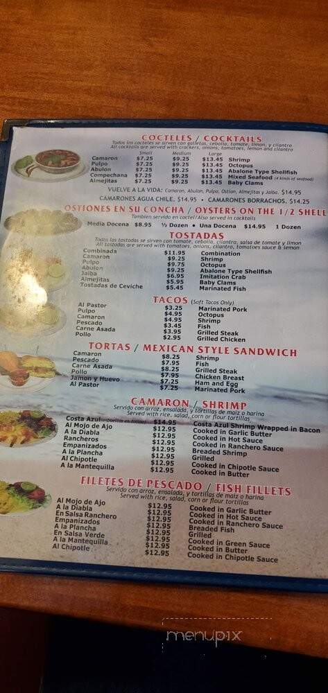 Mariscos Clemente - Fullerton, CA menu_pic