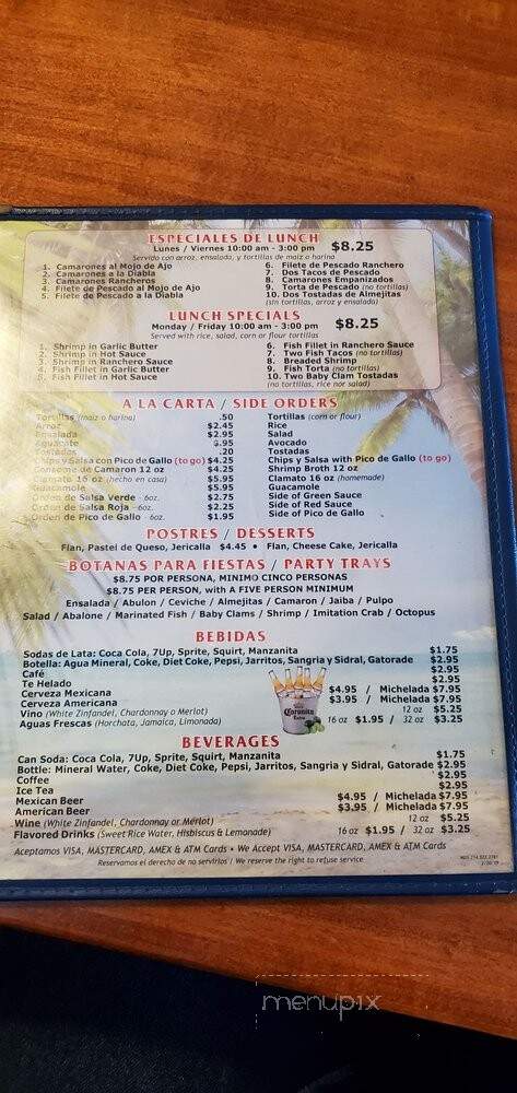 Mariscos Clemente - Fullerton, CA menu_pic
